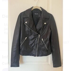Madewell Washed Leather Jacket Black EUC